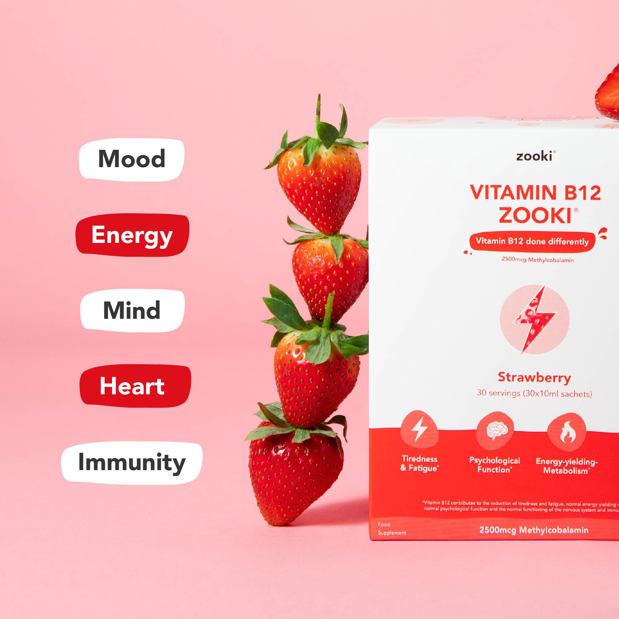Zooki Vitamin B12 2500mcg Strawberry Flavour Liquid Sachets