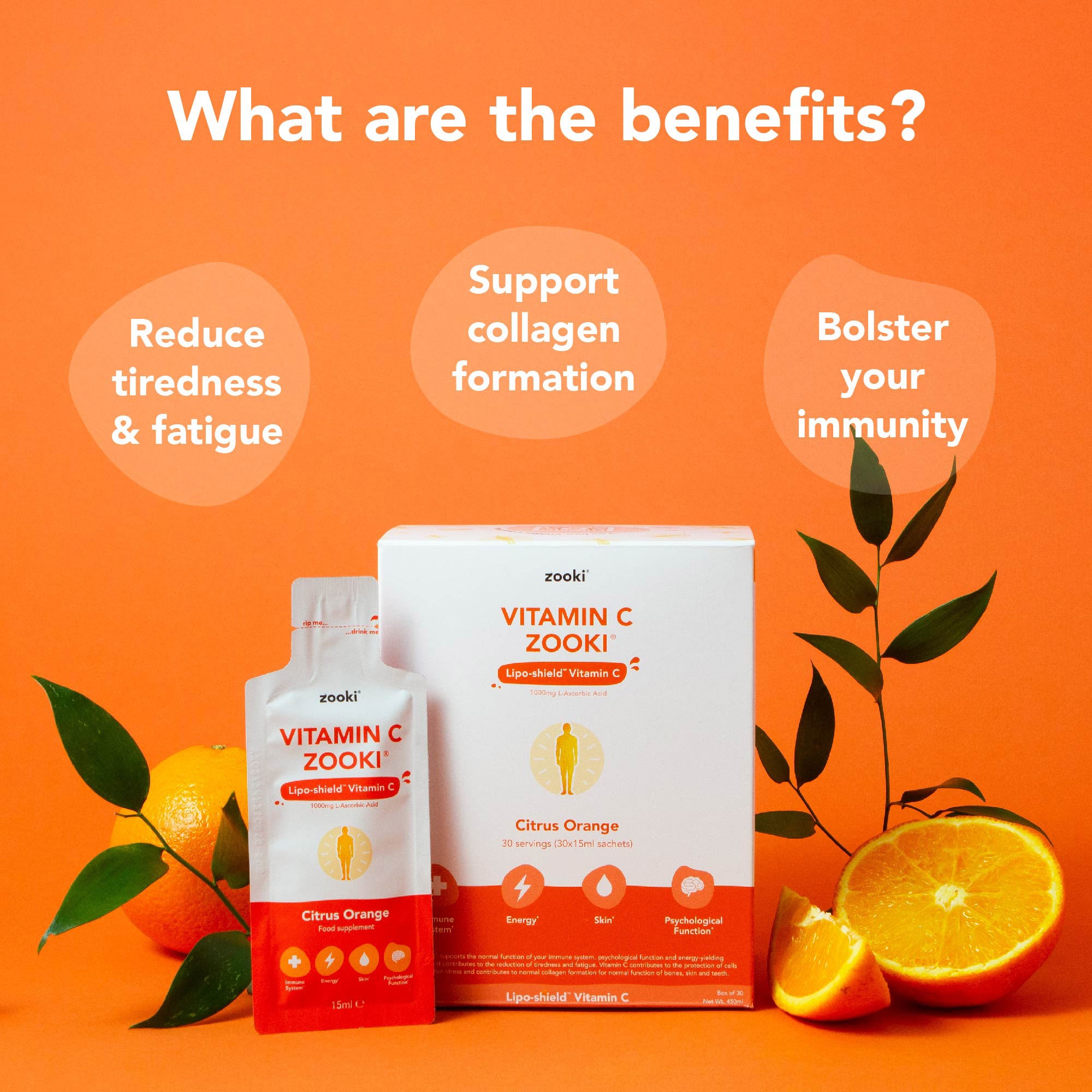 Zooki Vitamin C 1000mg Citrus Orange Flavour Sachets