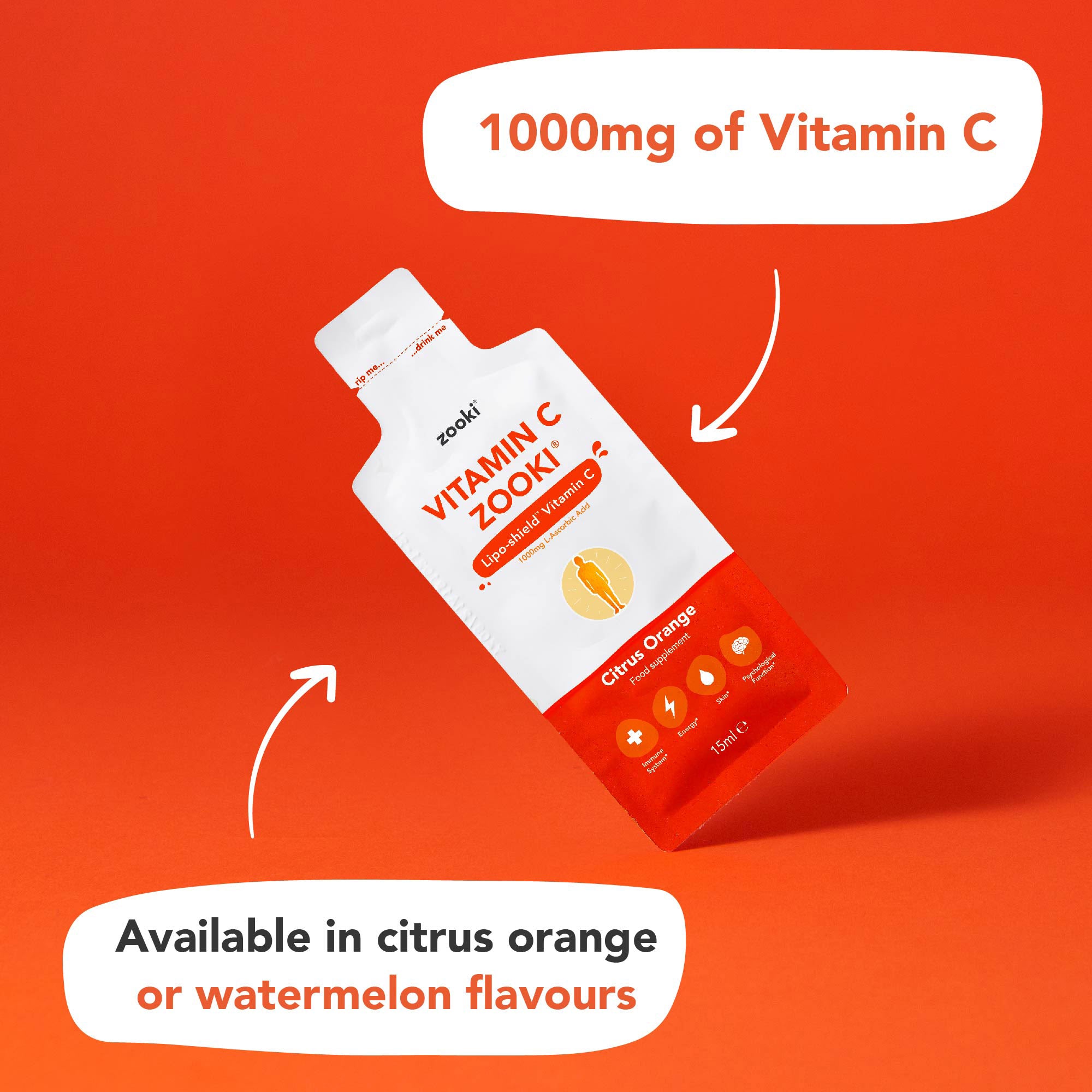 Zooki Vitamin C 1000mg Citrus Orange Flavour Sachets