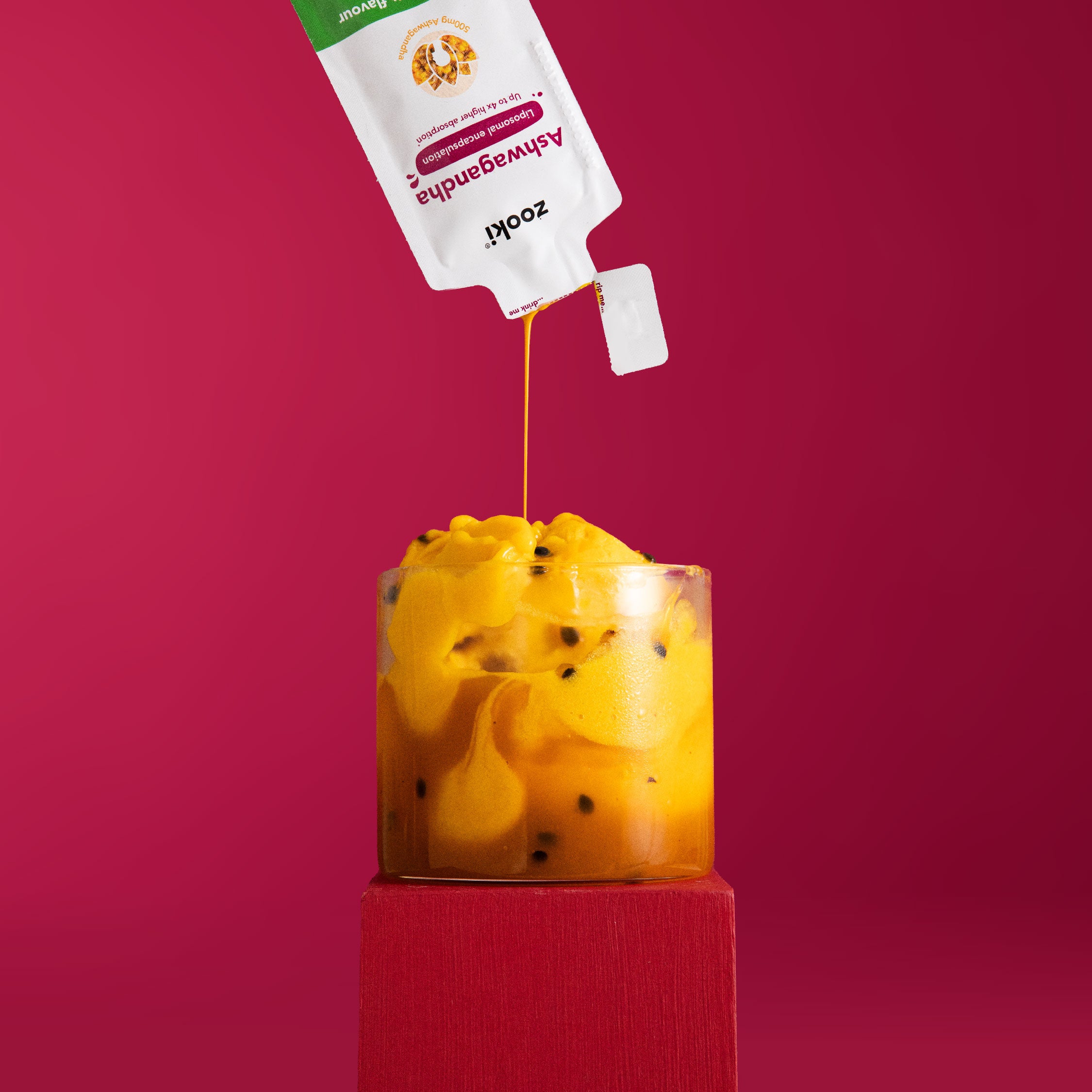Zooki Ashwaganda 500mg Passion Fruit Flavour Liquid Sachets