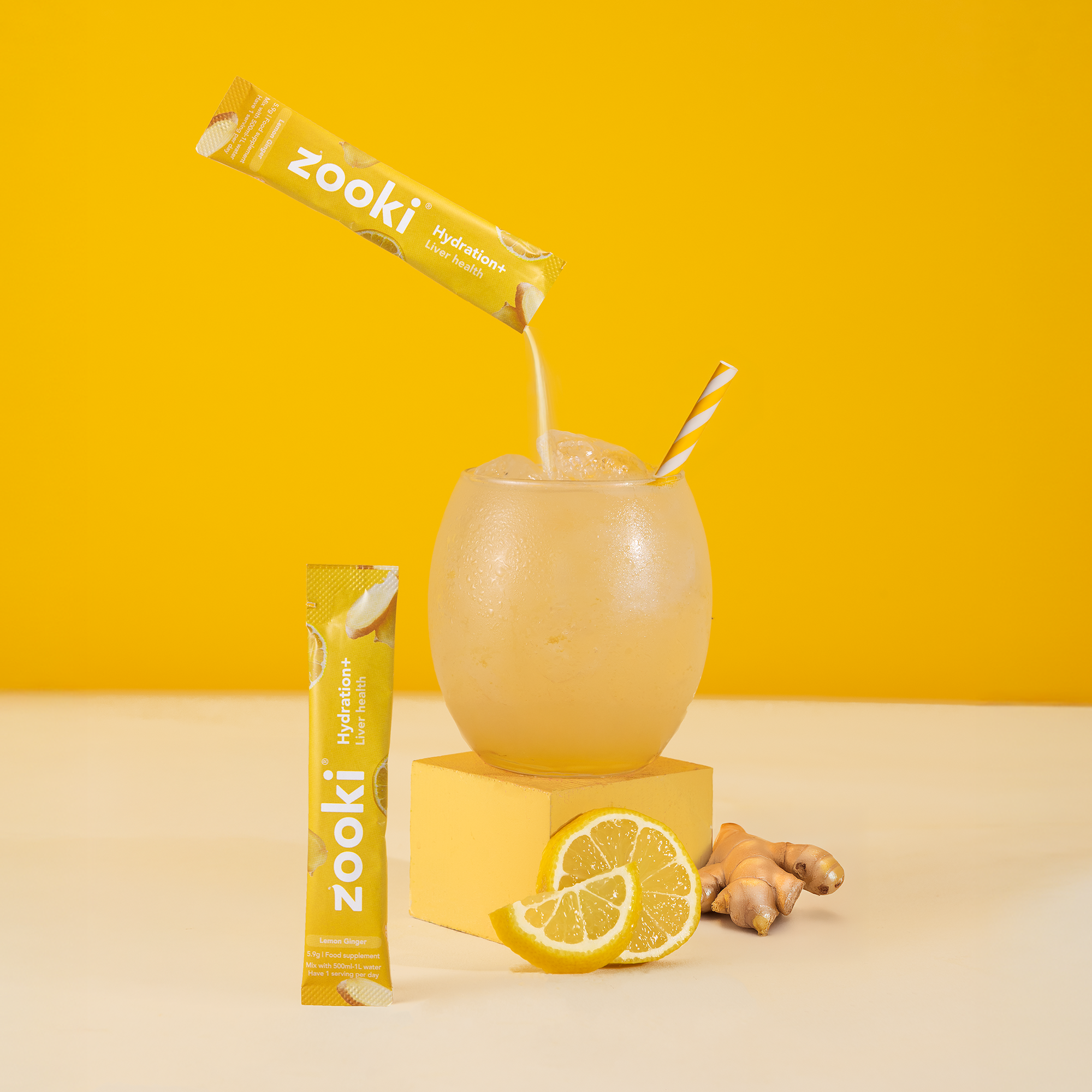 Zooki Hydration + Liver Health Lemon Ginger Flavour Sachets