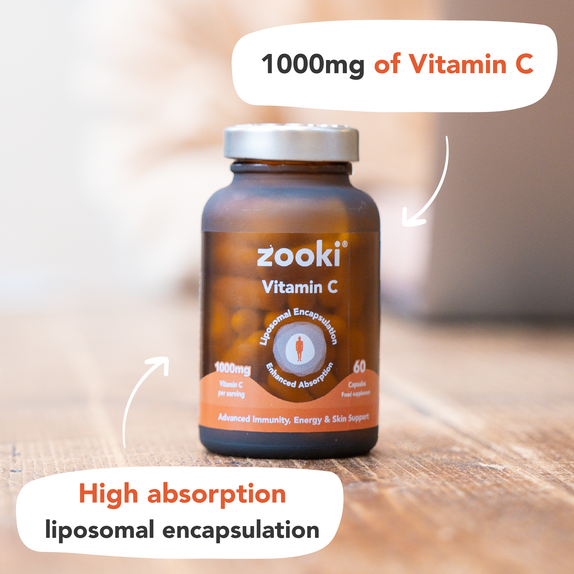 Zooki Vitamin C 1000mg Capsules 60