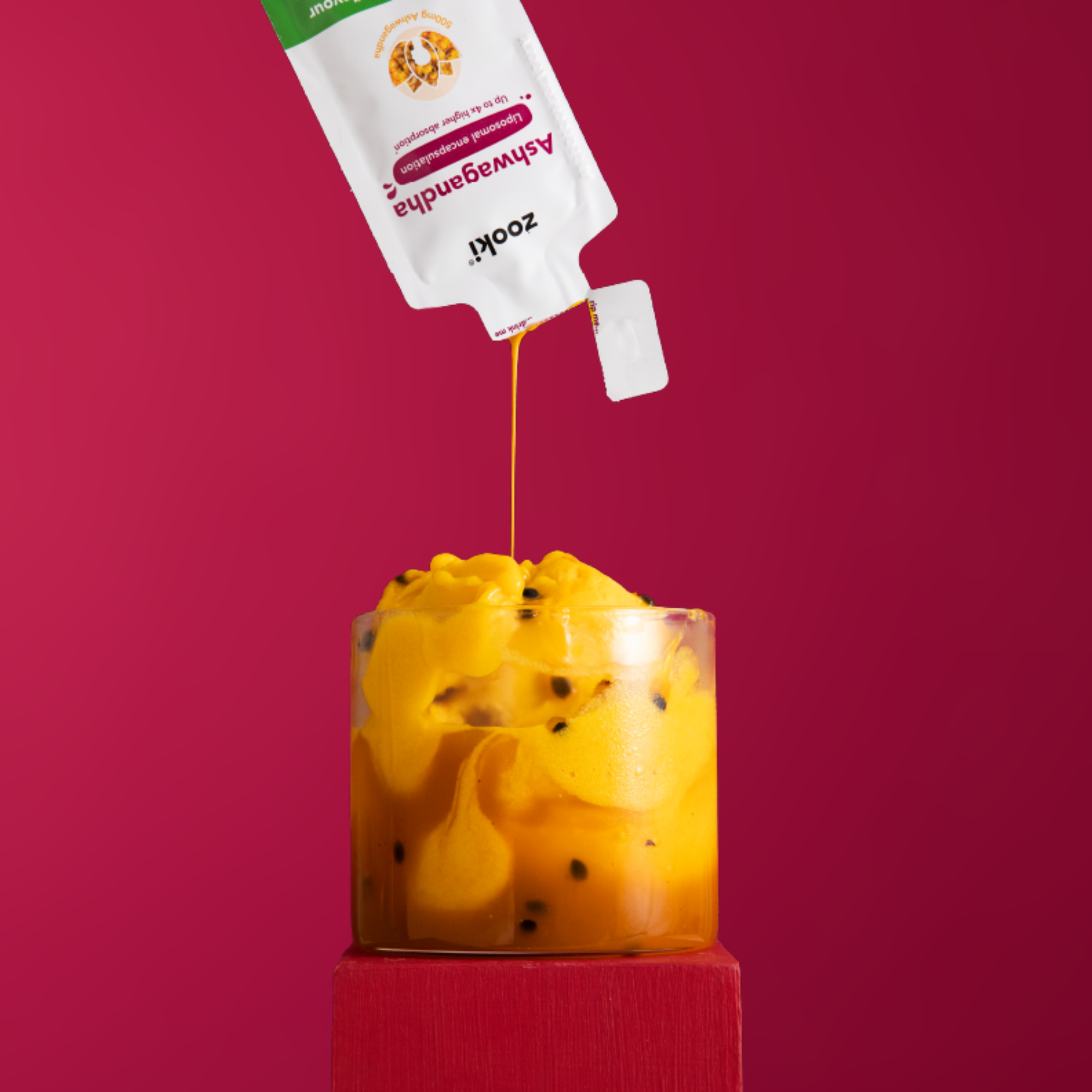 Zooki Ashwaganda 500mg Passion Fruit Flavour Liquid Sachets