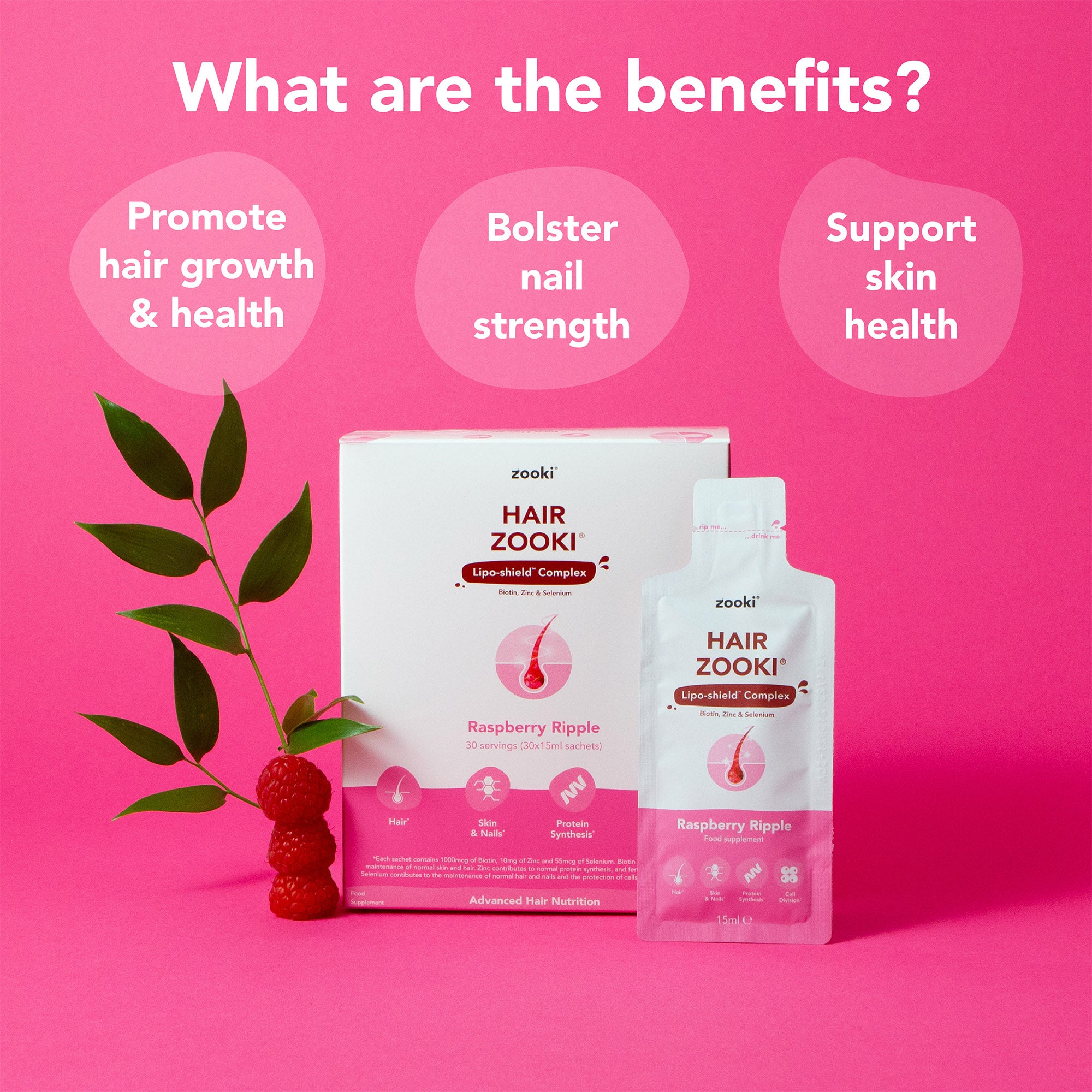 Zooki Hair Raspberry Ripple Flavour Liquid Sachets