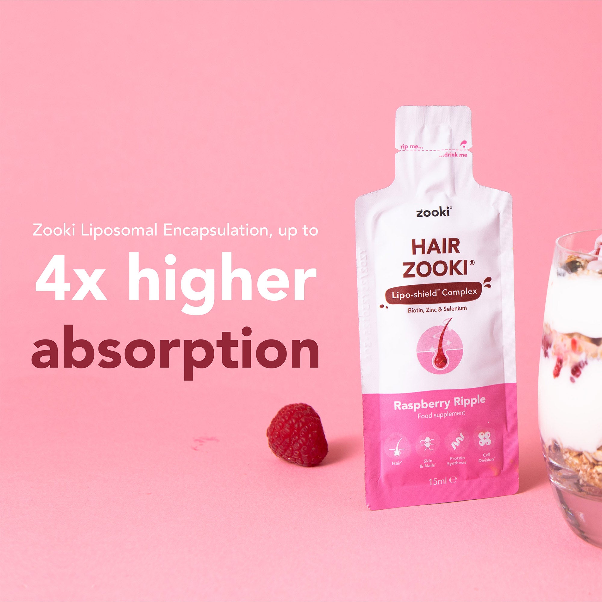 Zooki Hair Raspberry Ripple Flavour Liquid Sachets