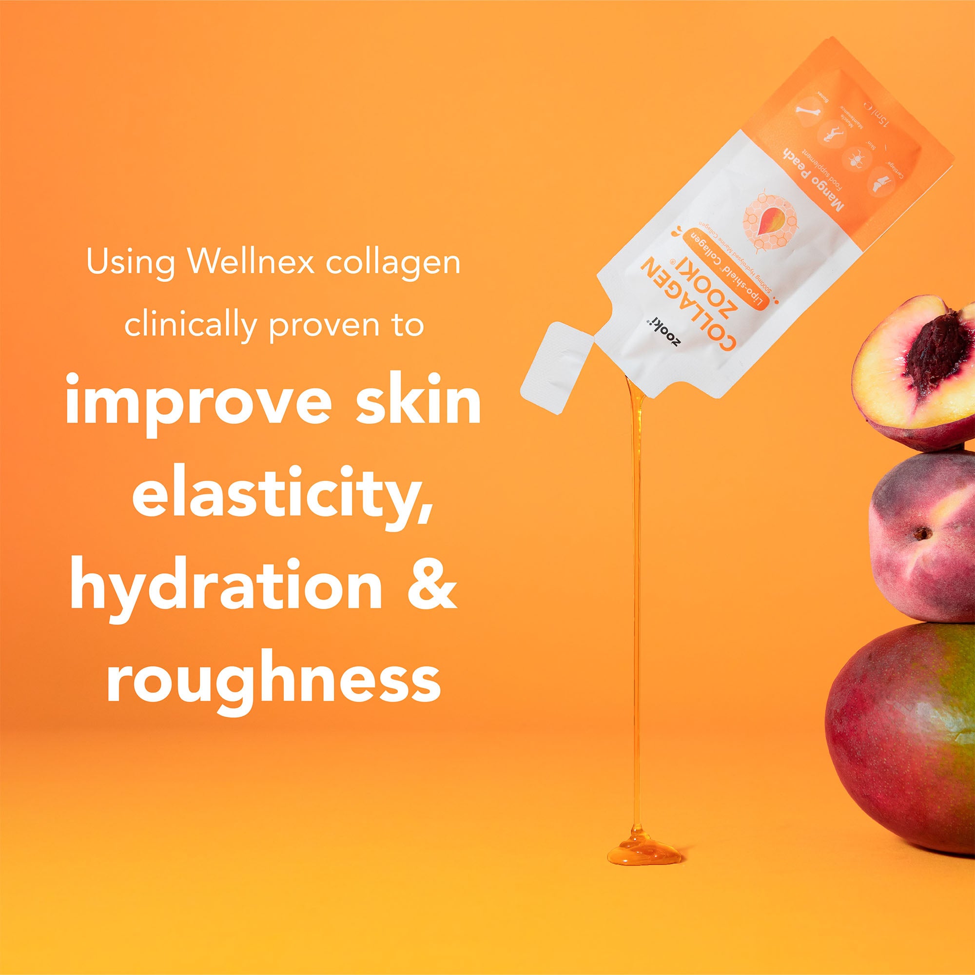 Zooki Marine Collagen 5g Mango Peach Flavour Liquid Sachets
