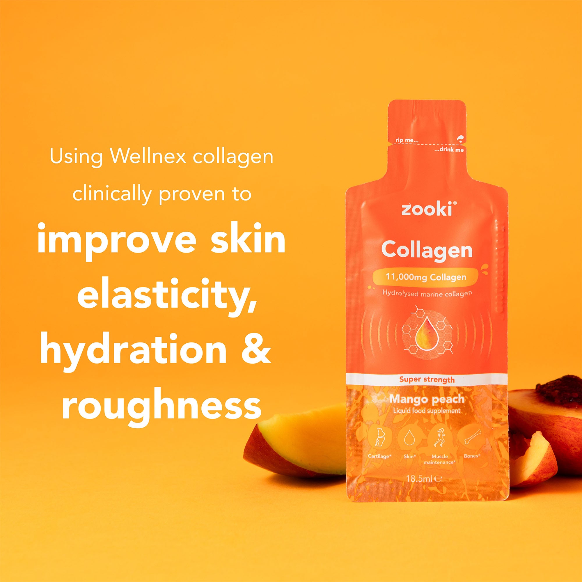 Zooki Marine Collagen 11g Mango Peach Flavour Liquid Sachets