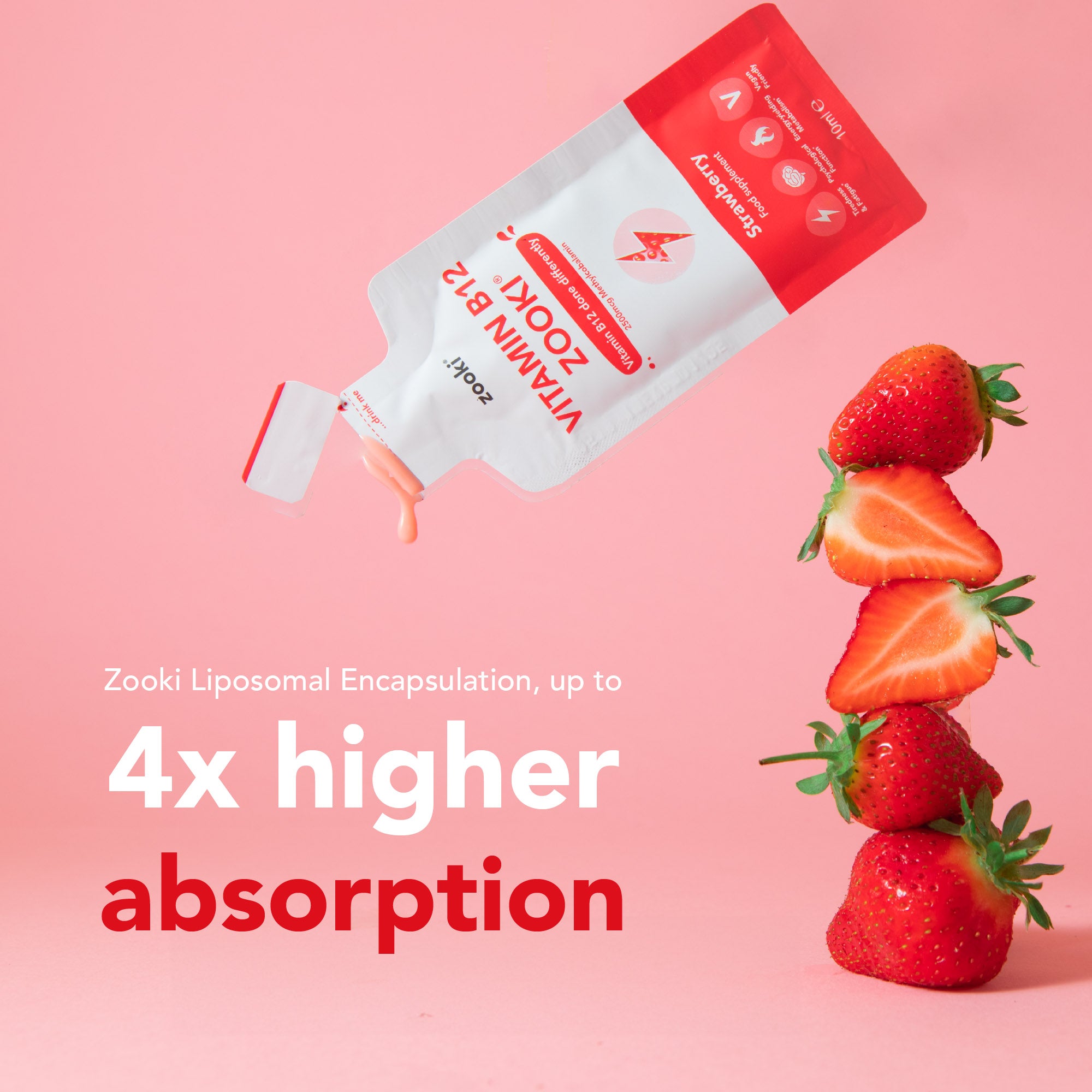 Zooki Vitamin B12 2500mcg Strawberry Flavour Liquid Sachets