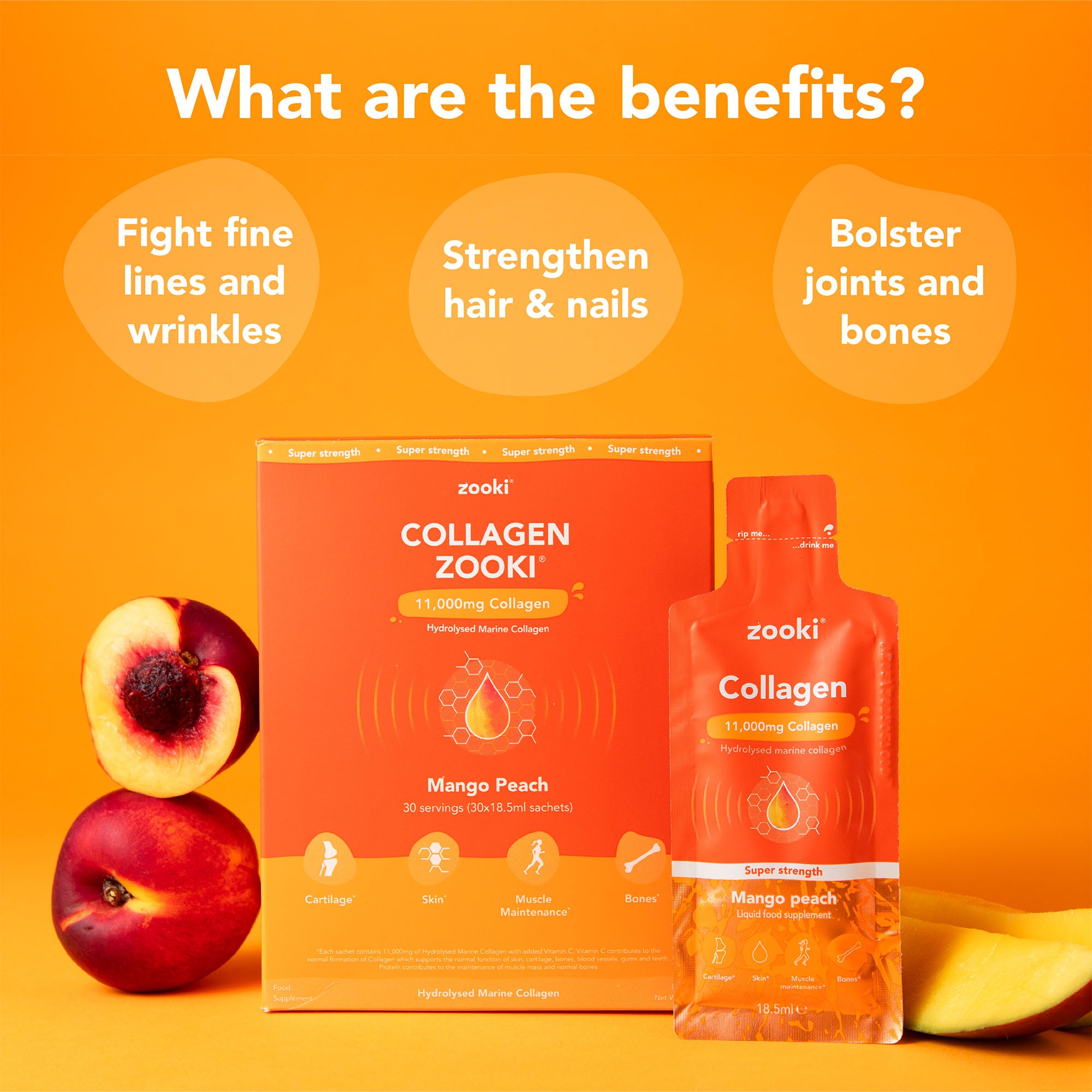 Zooki Marine Collagen 11g Mango Peach Flavour Liquid Sachets