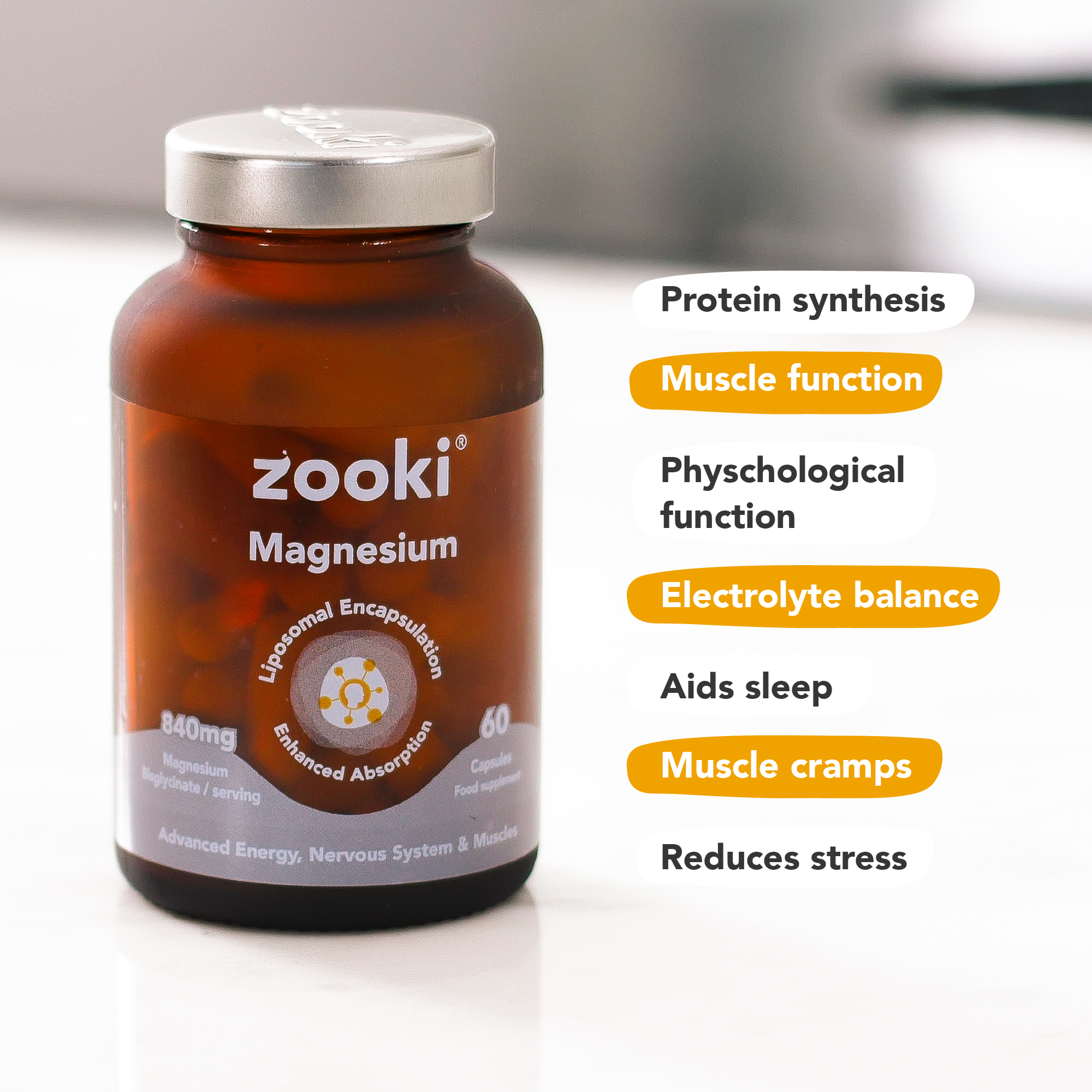 Zooki Magnesium 840mg Bis-glycinate Capsules 60