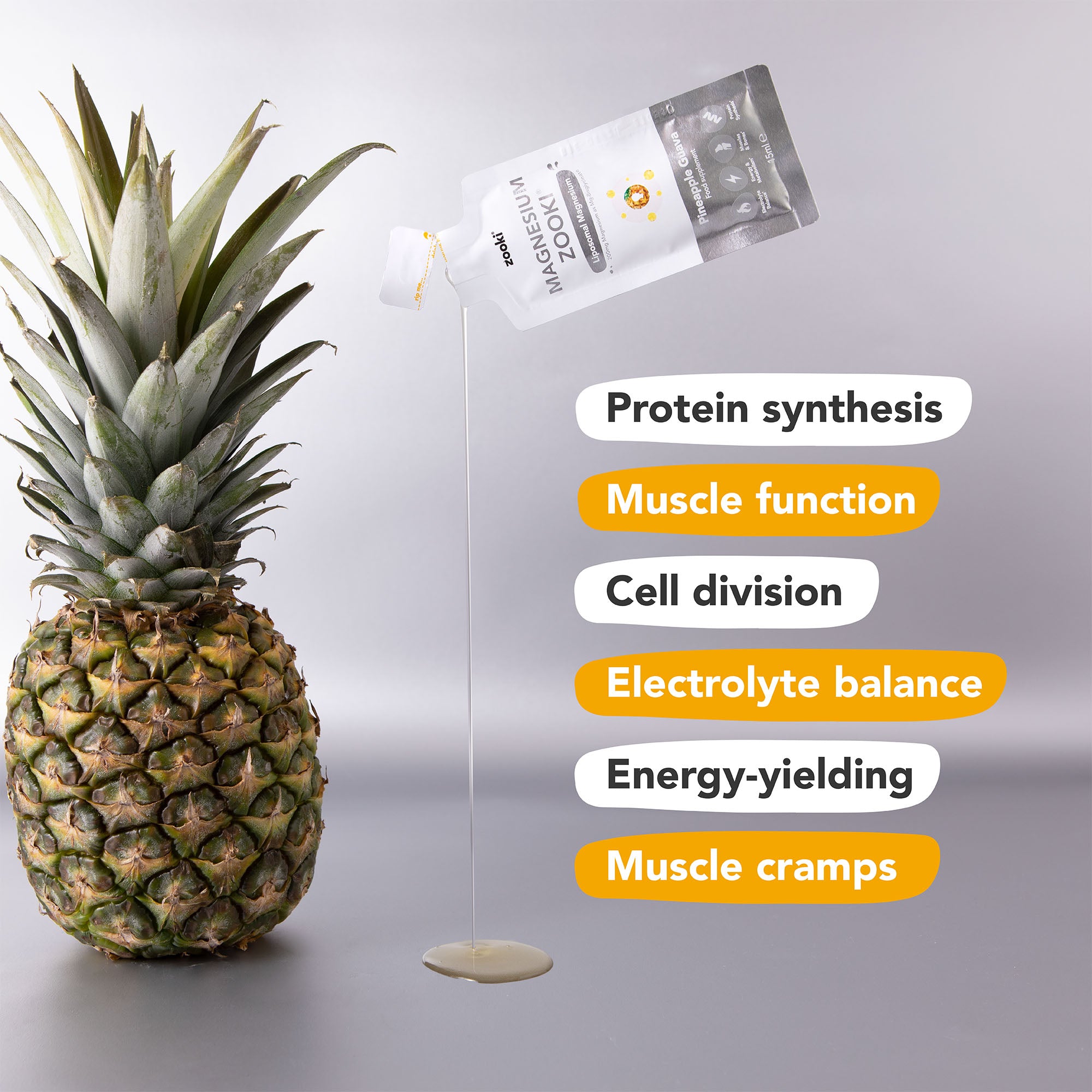 Zooki Magnesium 1500mg Pineapple Guava Flavour Liquid Sachets