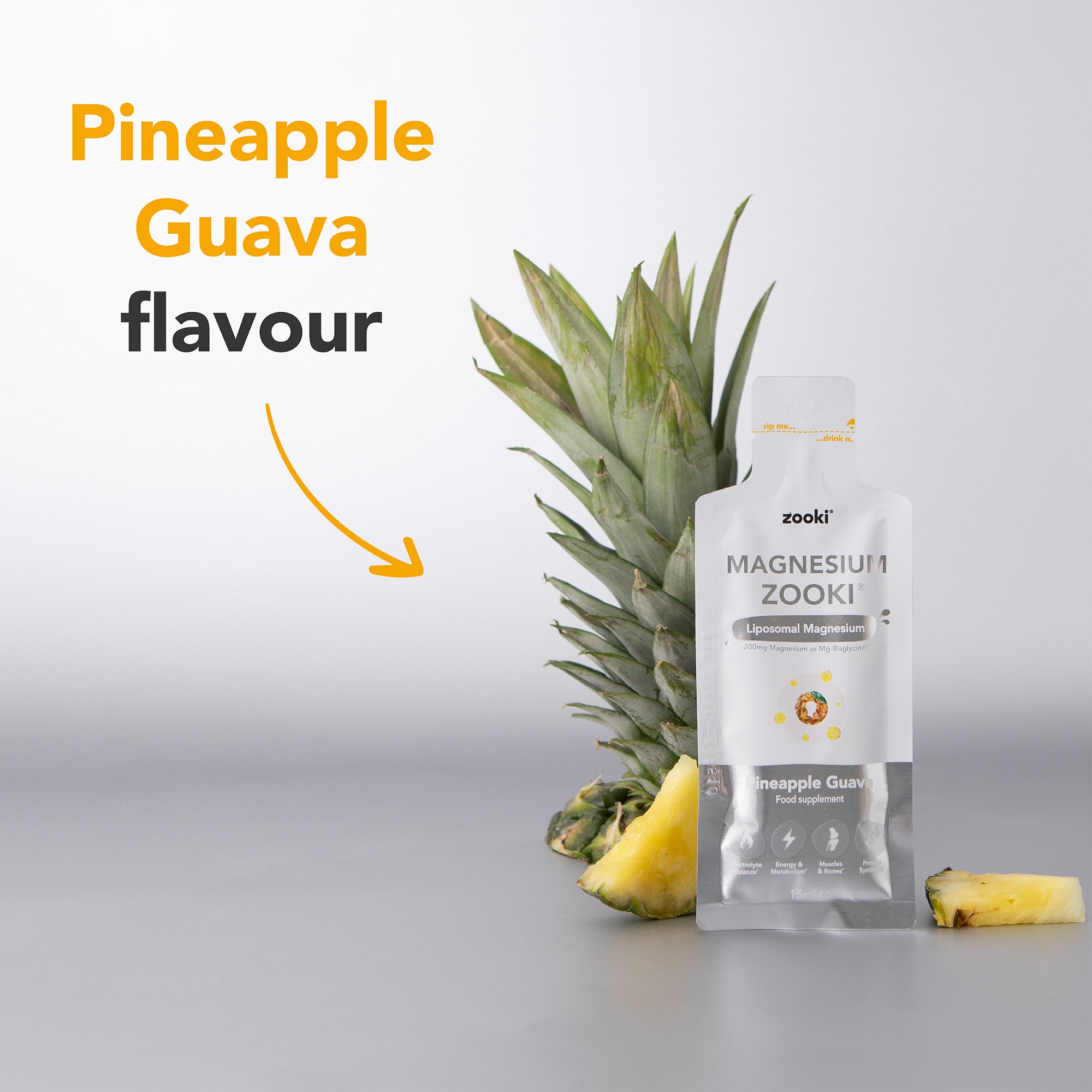 Zooki Magnesium 1500mg Pineapple Guava Flavour Liquid Sachets
