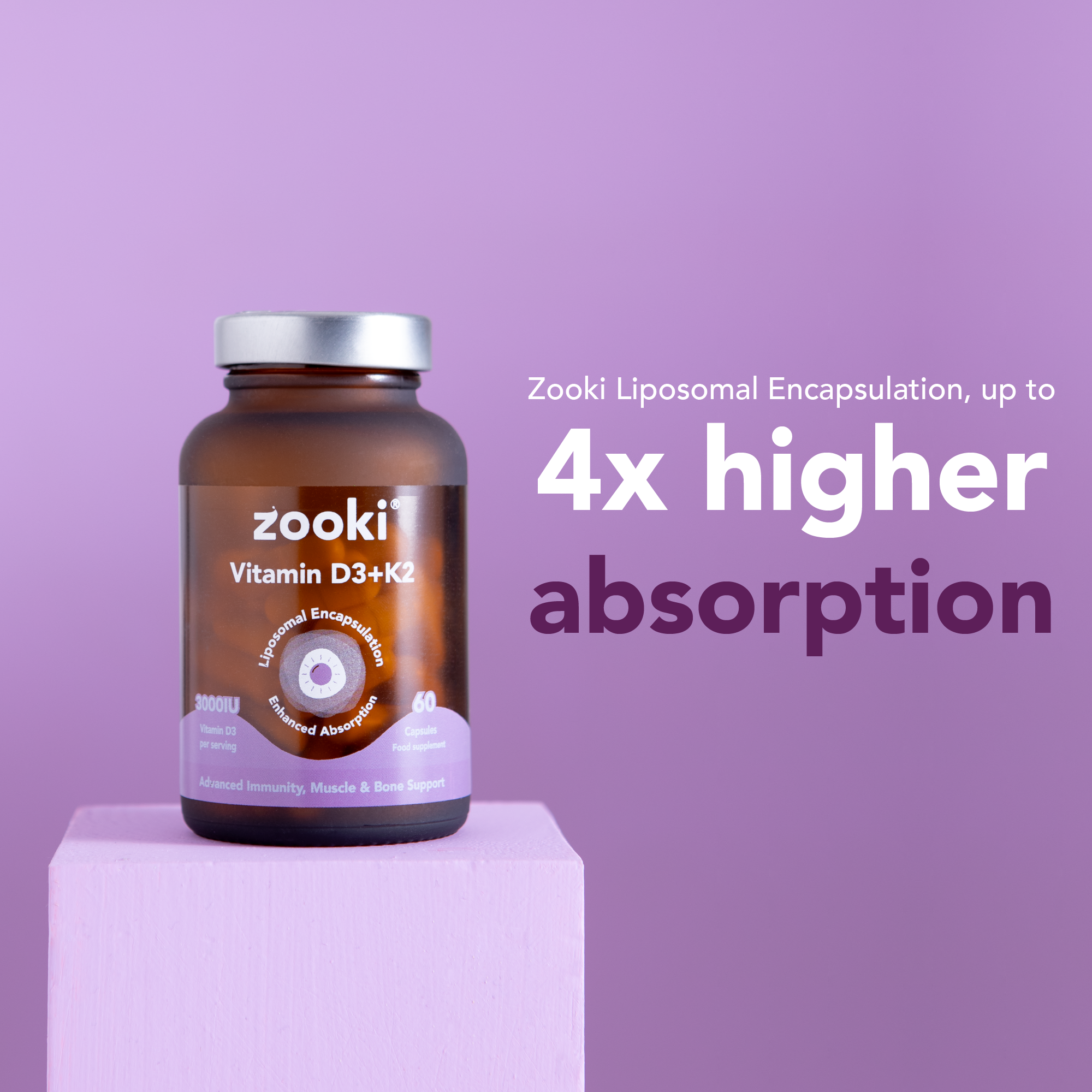 Zooki Vitamin D3 + K2 3000IU Capsules 60