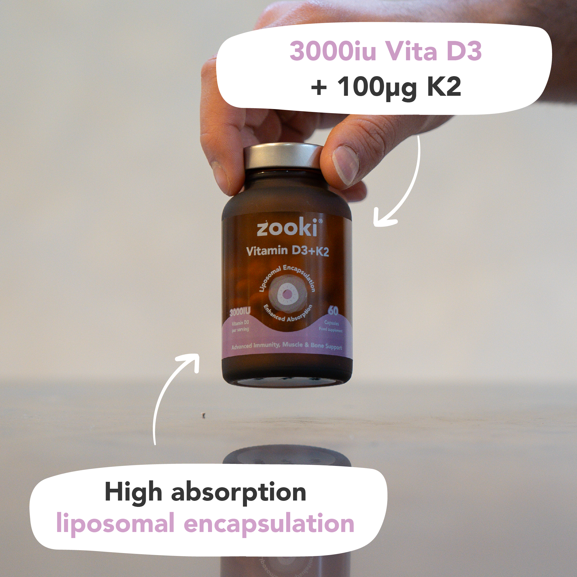 Zooki Vitamin D3 + K2 3000IU Capsules 60